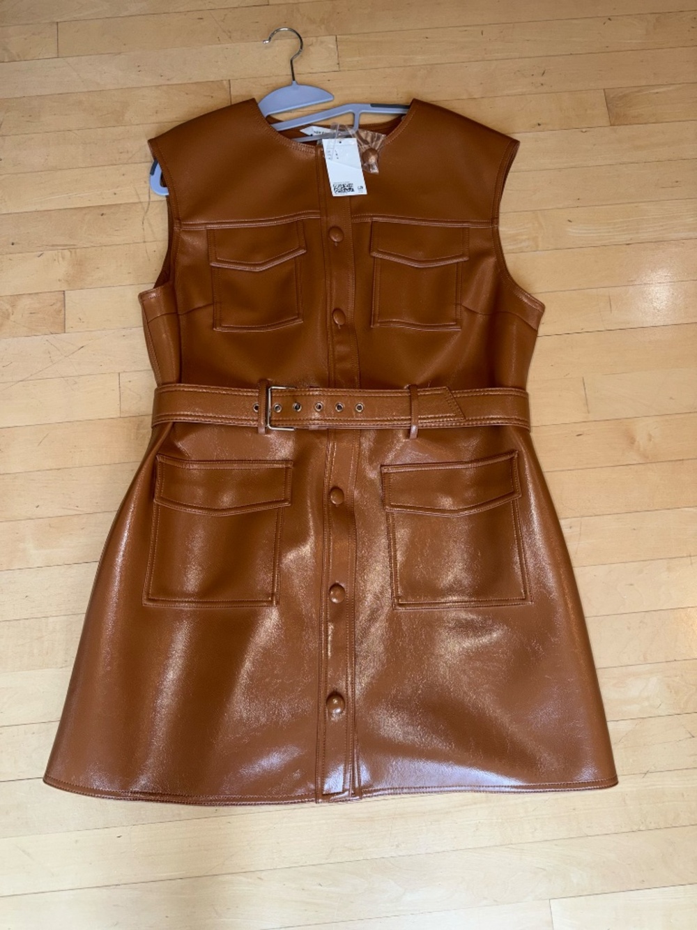 NEW H&M Edition Faux leather cargo dress, L, GP1544 - Picture 3 of 4